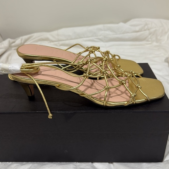 J Crew Zadie knotted lace-up kitten heels in metallic leather CA041 NEW - Picture 4 of 7